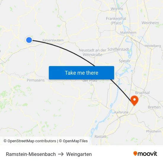 Ramstein-Miesenbach to Weingarten map