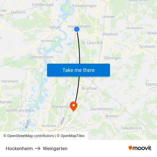 Hockenheim to Weingarten map