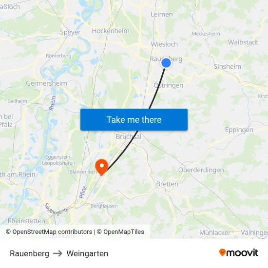 Rauenberg to Weingarten map