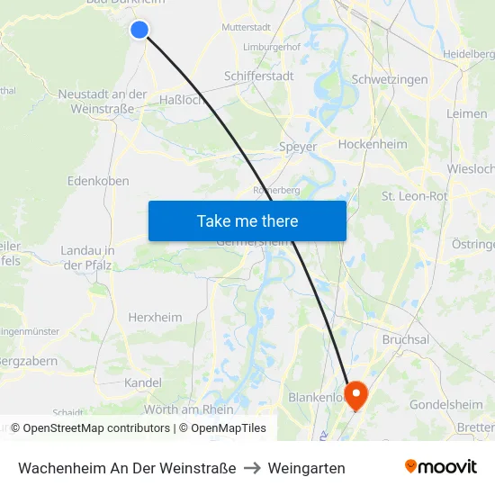 Wachenheim An Der Weinstraße to Weingarten map