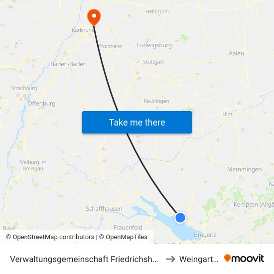 Verwaltungsgemeinschaft Friedrichshafen to Weingarten map