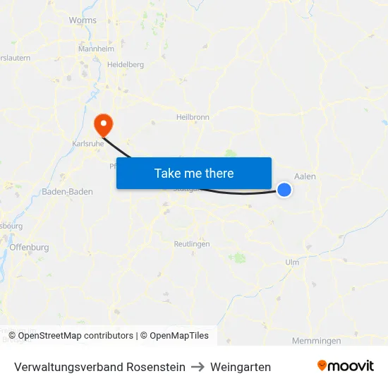 Verwaltungsverband Rosenstein to Weingarten map