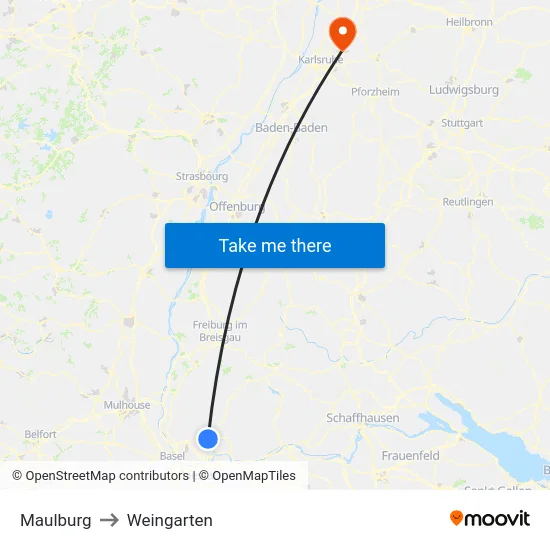 Maulburg to Weingarten map