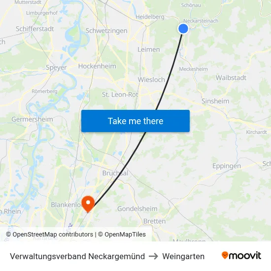 Verwaltungsverband Neckargemünd to Weingarten map