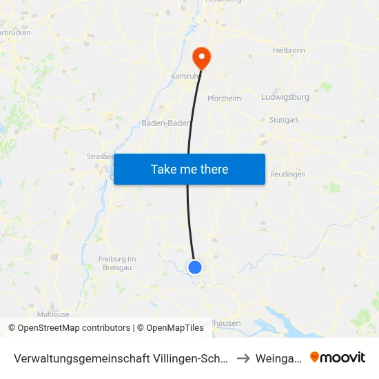 Verwaltungsgemeinschaft Villingen-Schwenningen to Weingarten map