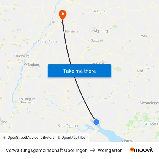 Verwaltungsgemeinschaft Überlingen to Weingarten map