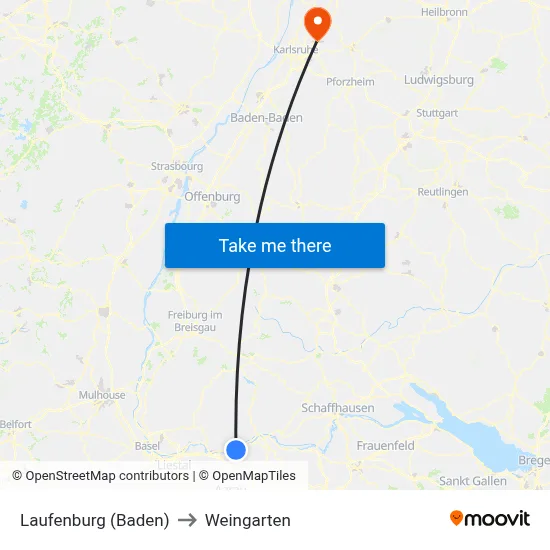 Laufenburg (Baden) to Weingarten map