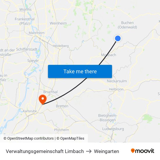 Verwaltungsgemeinschaft Limbach to Weingarten map