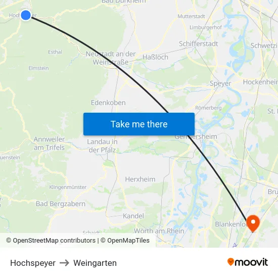 Hochspeyer to Weingarten map