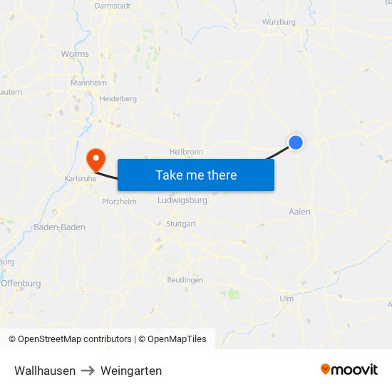 Wallhausen to Weingarten map