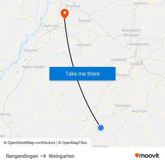 Rangendingen to Weingarten map