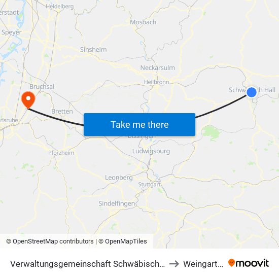 Verwaltungsgemeinschaft Schwäbisch Hall to Weingarten map
