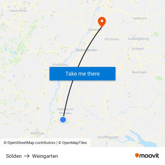 Sölden to Weingarten map