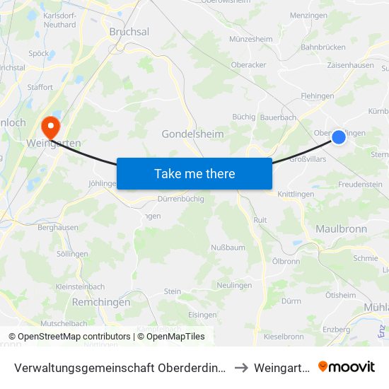 Verwaltungsgemeinschaft Oberderdingen to Weingarten map