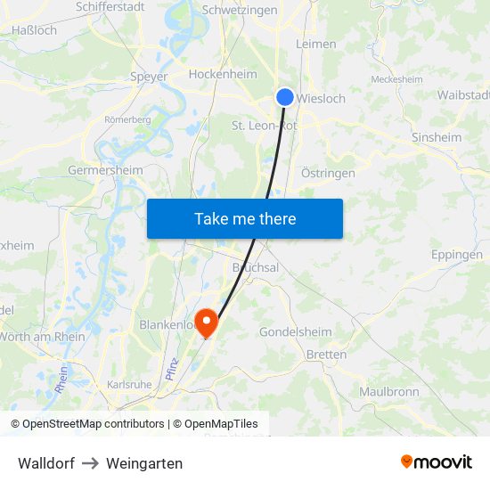 Walldorf to Weingarten map