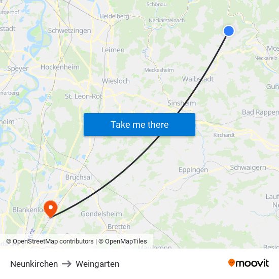 Neunkirchen to Weingarten map