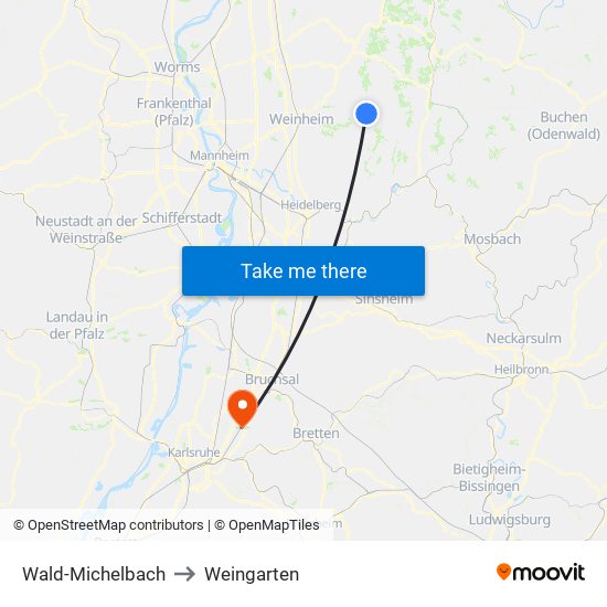 Wald-Michelbach to Weingarten map