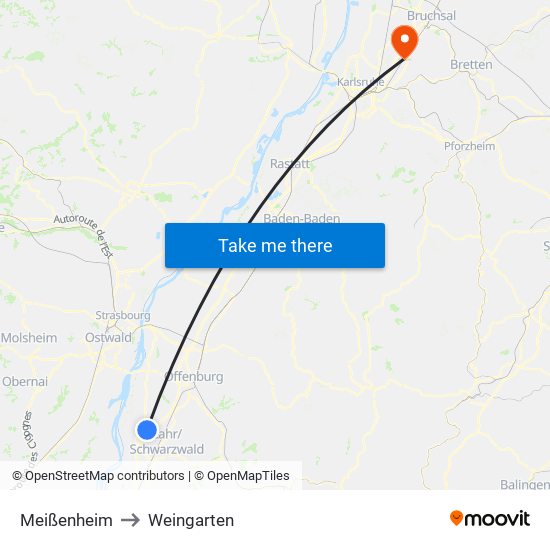 Meißenheim to Weingarten map