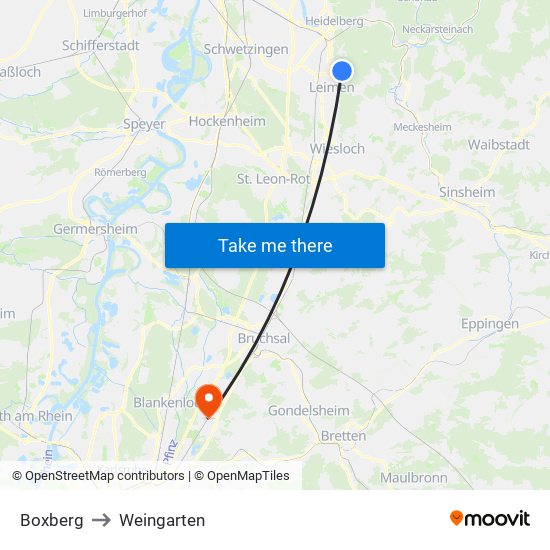 Boxberg to Weingarten map