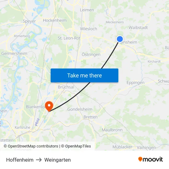 Hoffenheim to Weingarten map