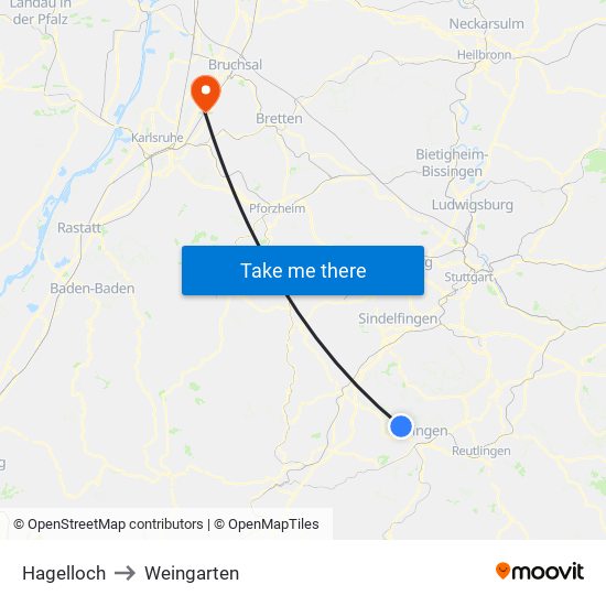 Hagelloch to Weingarten map