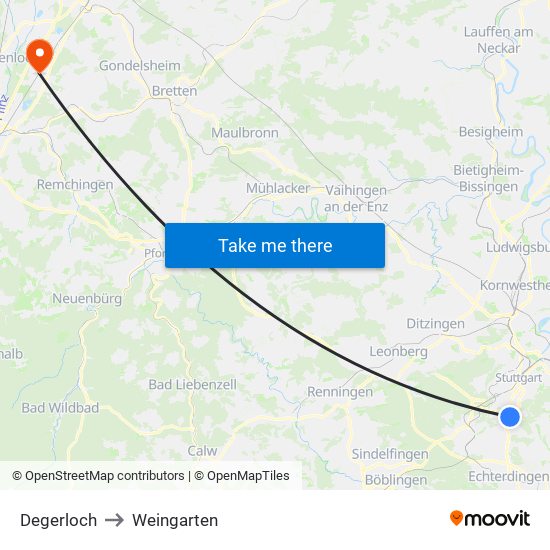 Degerloch to Weingarten map