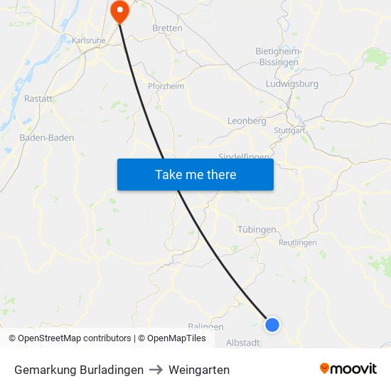 Gemarkung Burladingen to Weingarten map