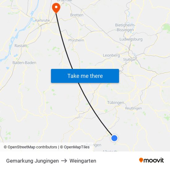 Gemarkung Jungingen to Weingarten map