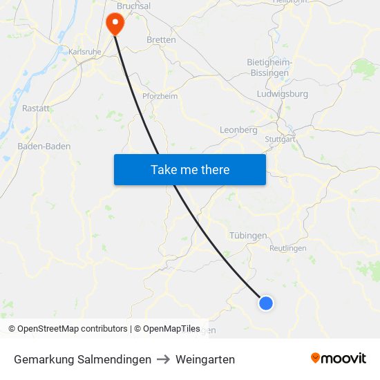 Gemarkung Salmendingen to Weingarten map