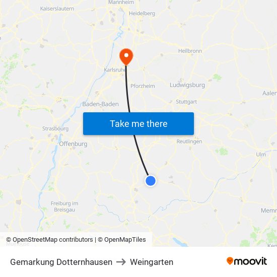 Gemarkung Dotternhausen to Weingarten map