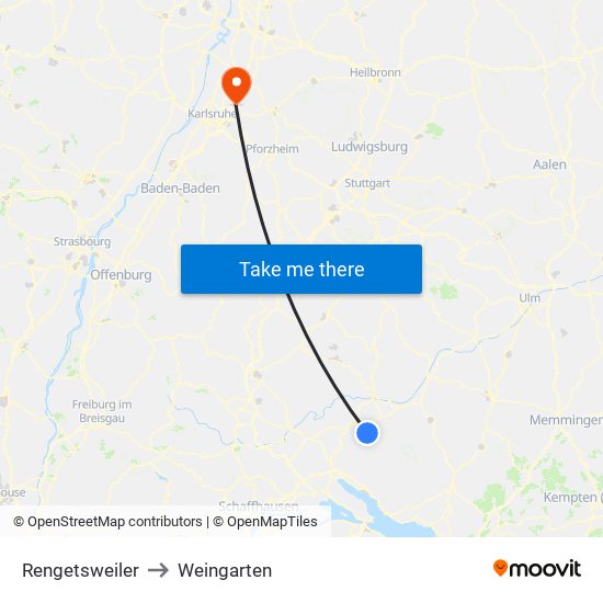 Rengetsweiler to Weingarten map