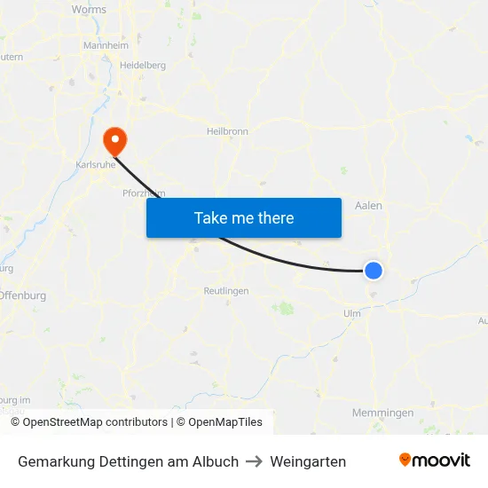 Gemarkung Dettingen am Albuch to Weingarten map