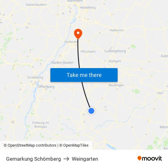 Gemarkung Schömberg to Weingarten map