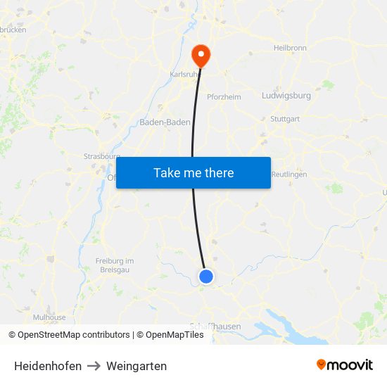 Heidenhofen to Weingarten map