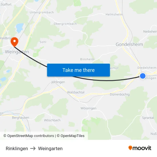 Rinklingen to Weingarten map