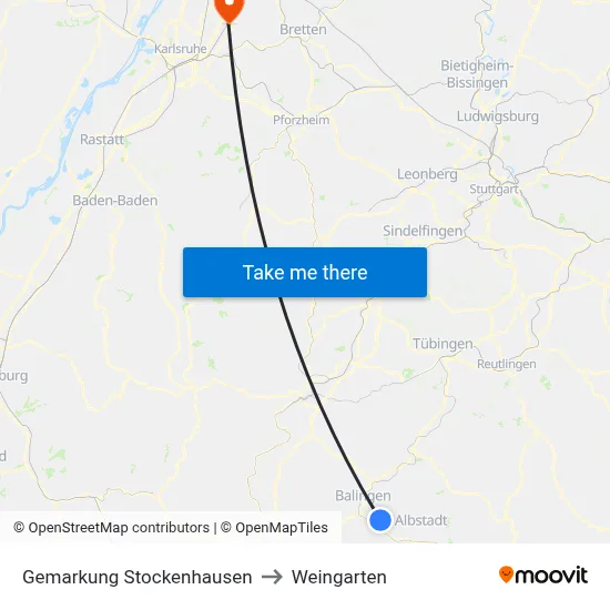 Gemarkung Stockenhausen to Weingarten map