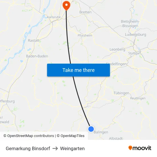 Gemarkung Binsdorf to Weingarten map