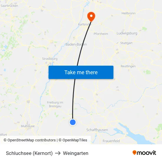 Schluchsee (Kernort) to Weingarten map