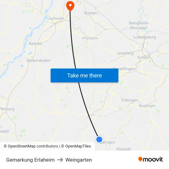 Gemarkung Erlaheim to Weingarten map