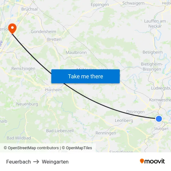 Feuerbach to Weingarten map