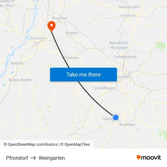 Pfrondorf to Weingarten map