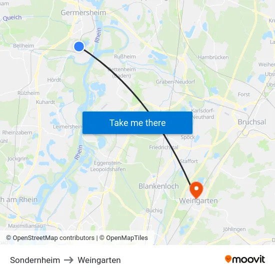 Sondernheim to Weingarten map