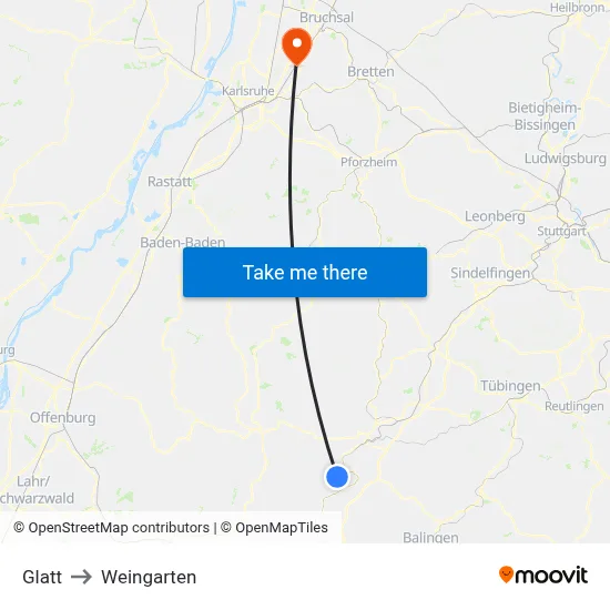 Glatt to Weingarten map