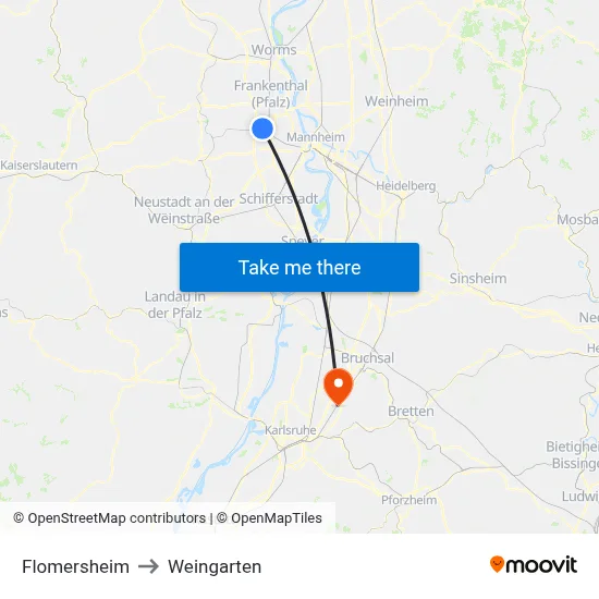 Flomersheim to Weingarten map