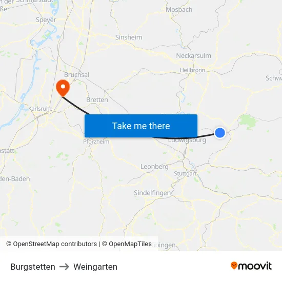Burgstetten to Weingarten map