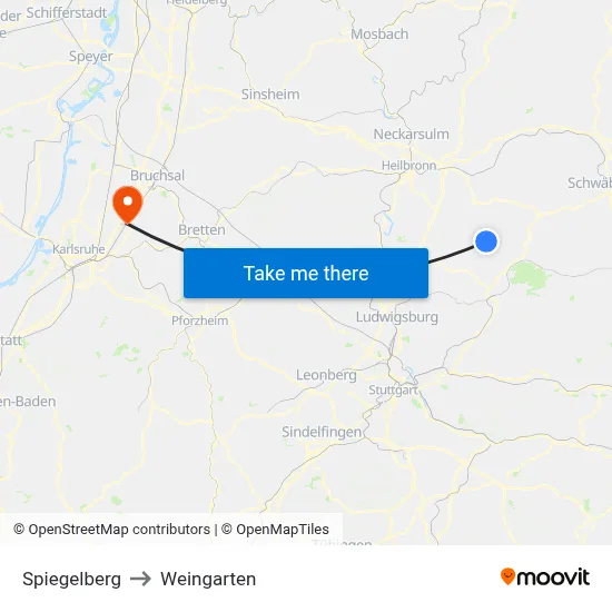 Spiegelberg to Weingarten map