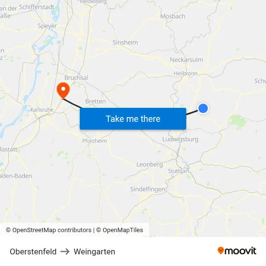 Oberstenfeld to Weingarten map
