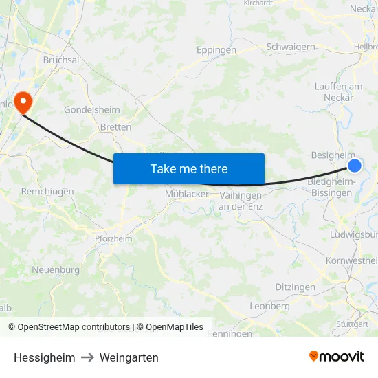 Hessigheim to Weingarten map