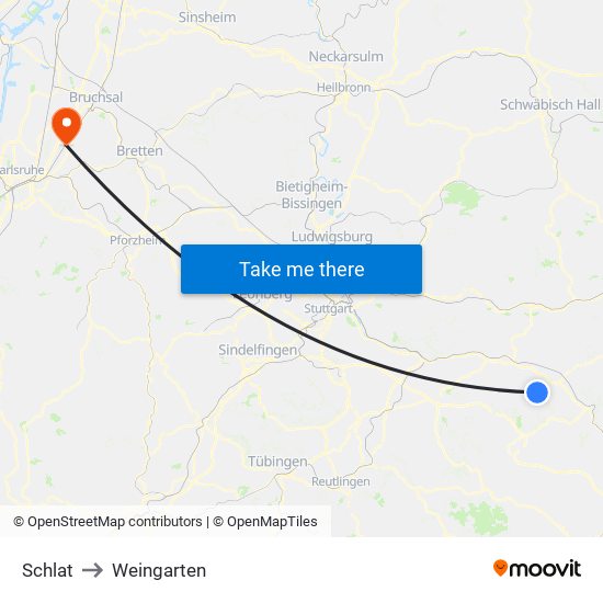 Schlat to Weingarten map