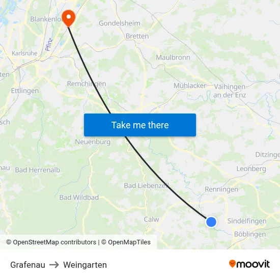 Grafenau to Weingarten map